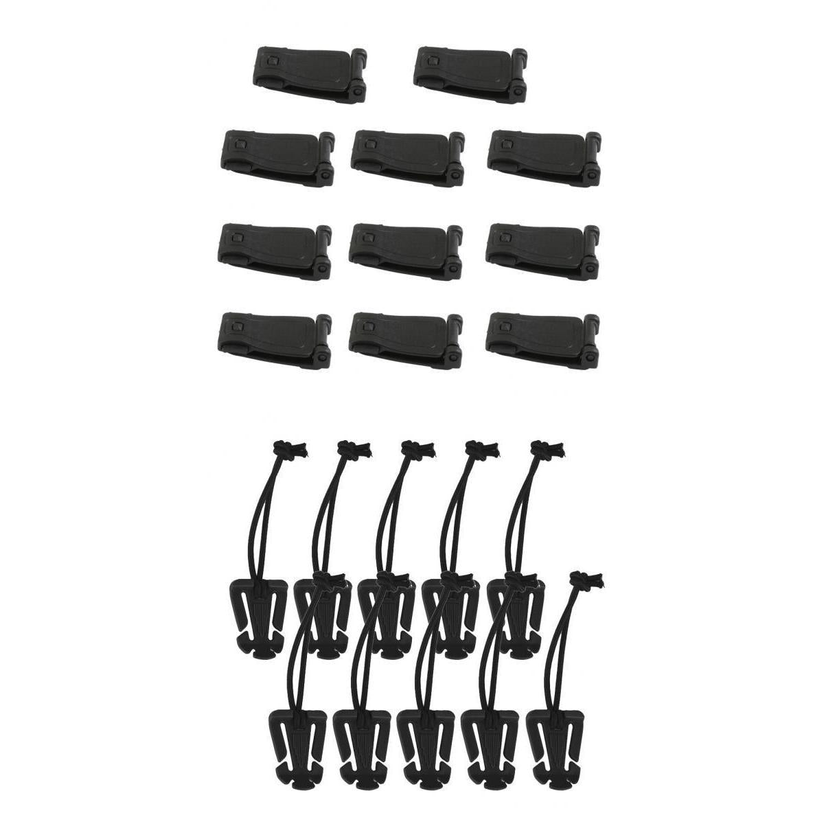 20 Pieces Molle Backpack Webbing Strap Buckles Clips + Elastic Cord Buckles