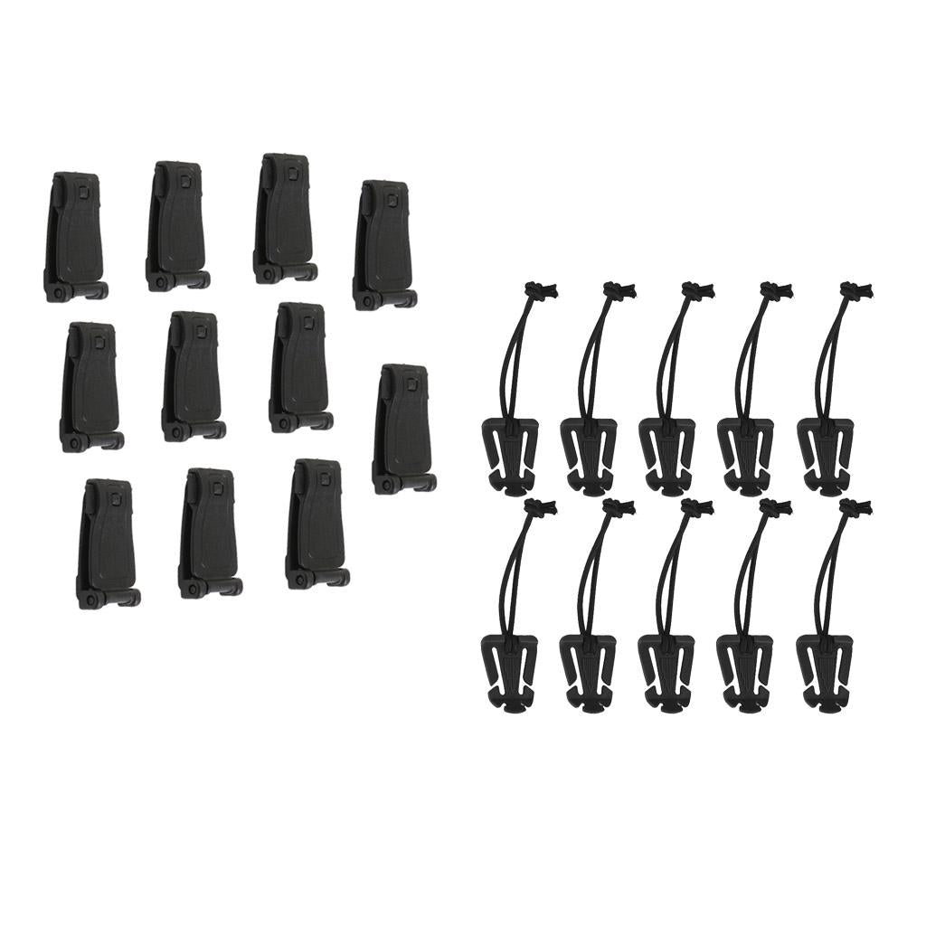 20 Pieces Molle Backpack Webbing Strap Buckles Clips + Elastic Cord Buckles