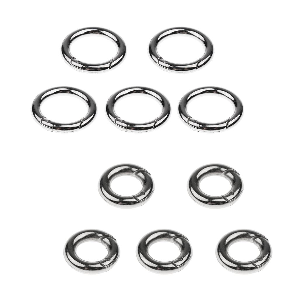 10Pieces Round Push Gate Snap Open Hook Spring Ring Key Chain Carabiner