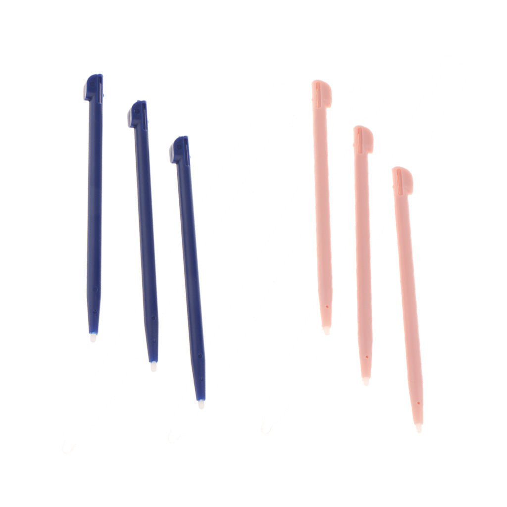 6 Piece Slot in Touch Screen Pen Stylus Resistive for Nintendo 2DS Pink+Blue