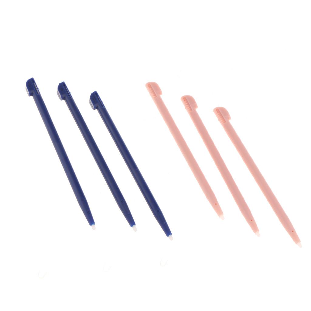 6 Piece Slot in Touch Screen Pen Stylus Resistive for Nintendo 2DS Pink+Blue