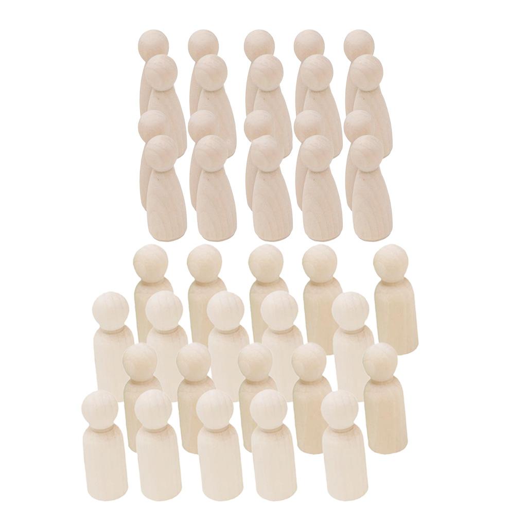 40 Pieces/Set Mixed Wooden Peg Dolls DIY Art Crafts Wedding Cake Toppers