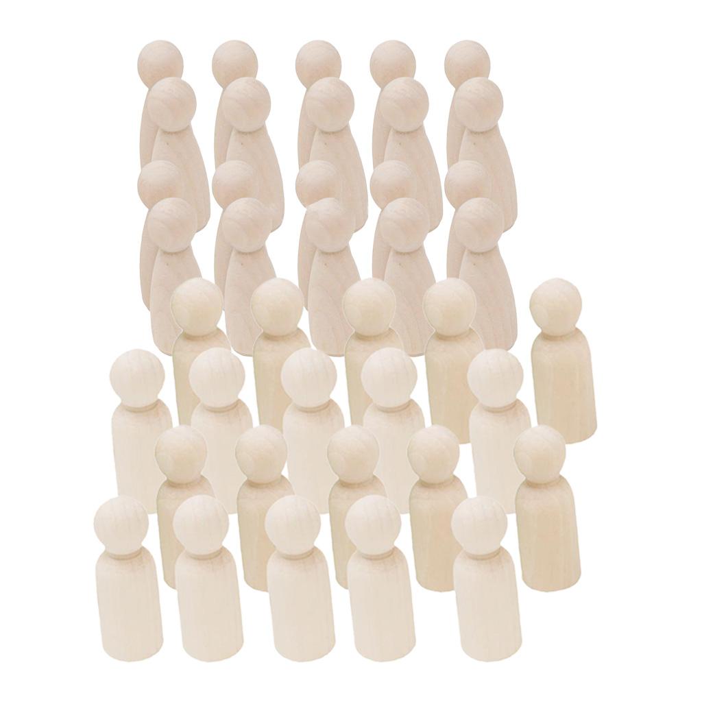 40 Pieces/Set Mixed Wooden Peg Dolls DIY Art Crafts Wedding Cake Toppers