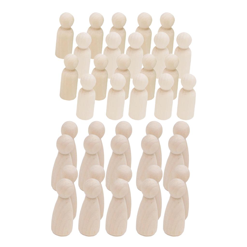 40 Pieces/Set Mixed Wooden Peg Dolls DIY Art Crafts Wedding Cake Toppers