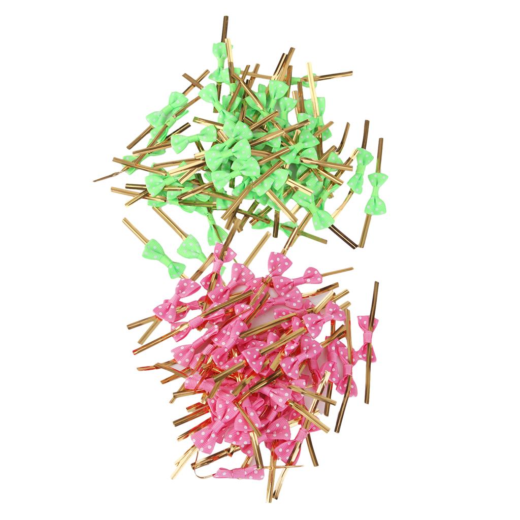 100 Pieces Mixed Bowknot Sealing Wire Bakery Cake Packing Twist Ties 8cm