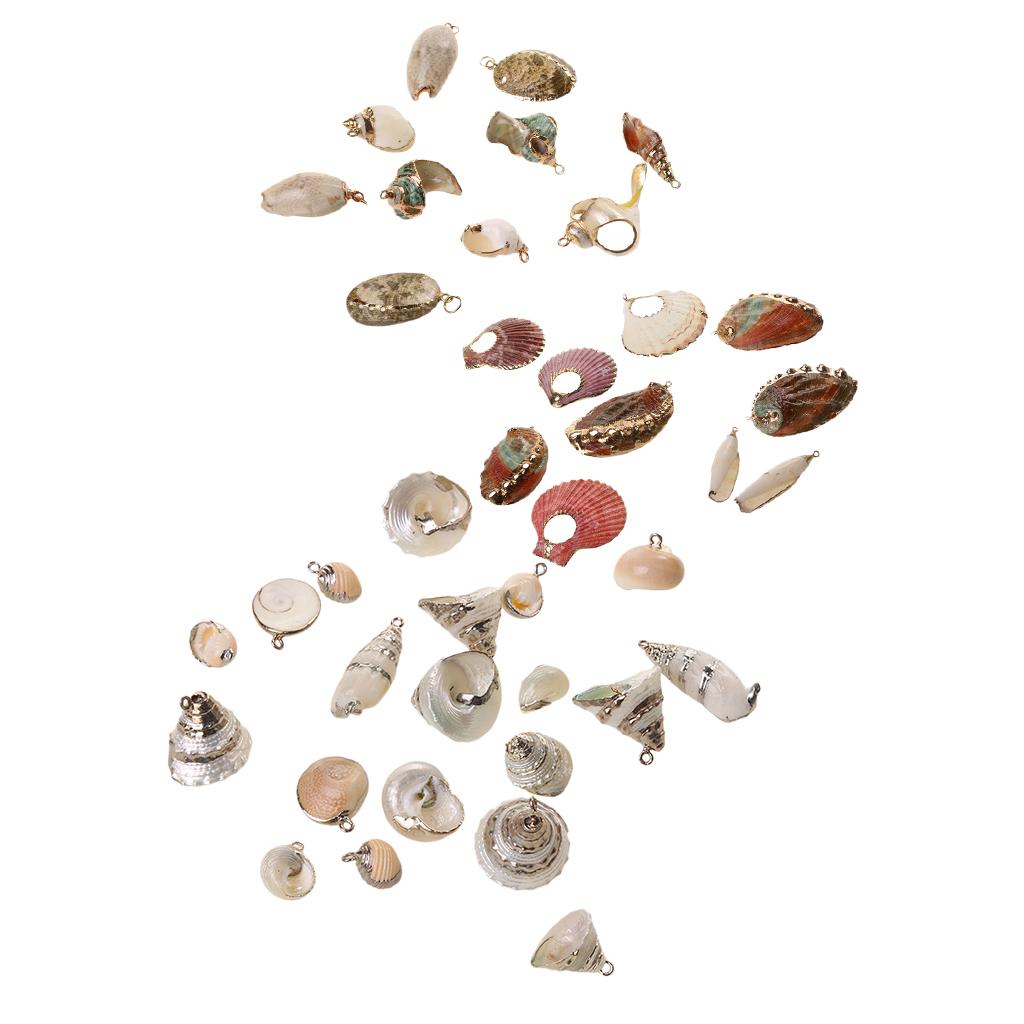 2 Pieces Gilding Conch Sea Shell Beads Charms Pendant Jewelry Making Crafts