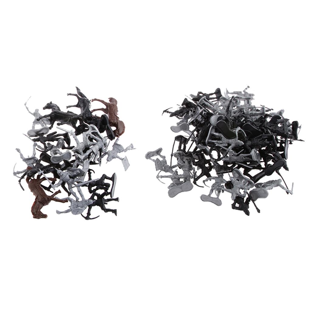 88Pieces/Lot Sliver Black Warriors Medieval Soldiers Military Figures Horse