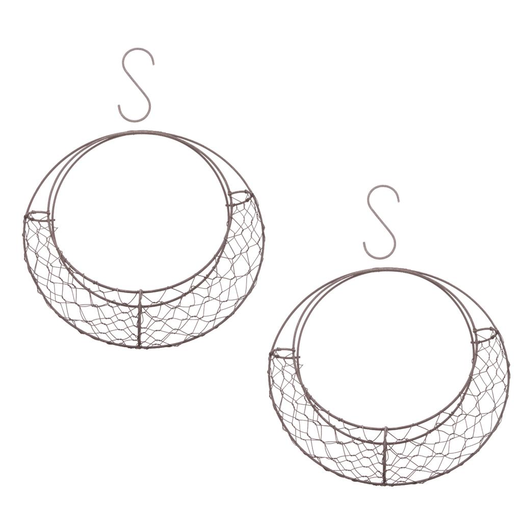 2Piece 28cm Retro Iron Moon Shape Succulent Pot Hanging Planter Plant Holder