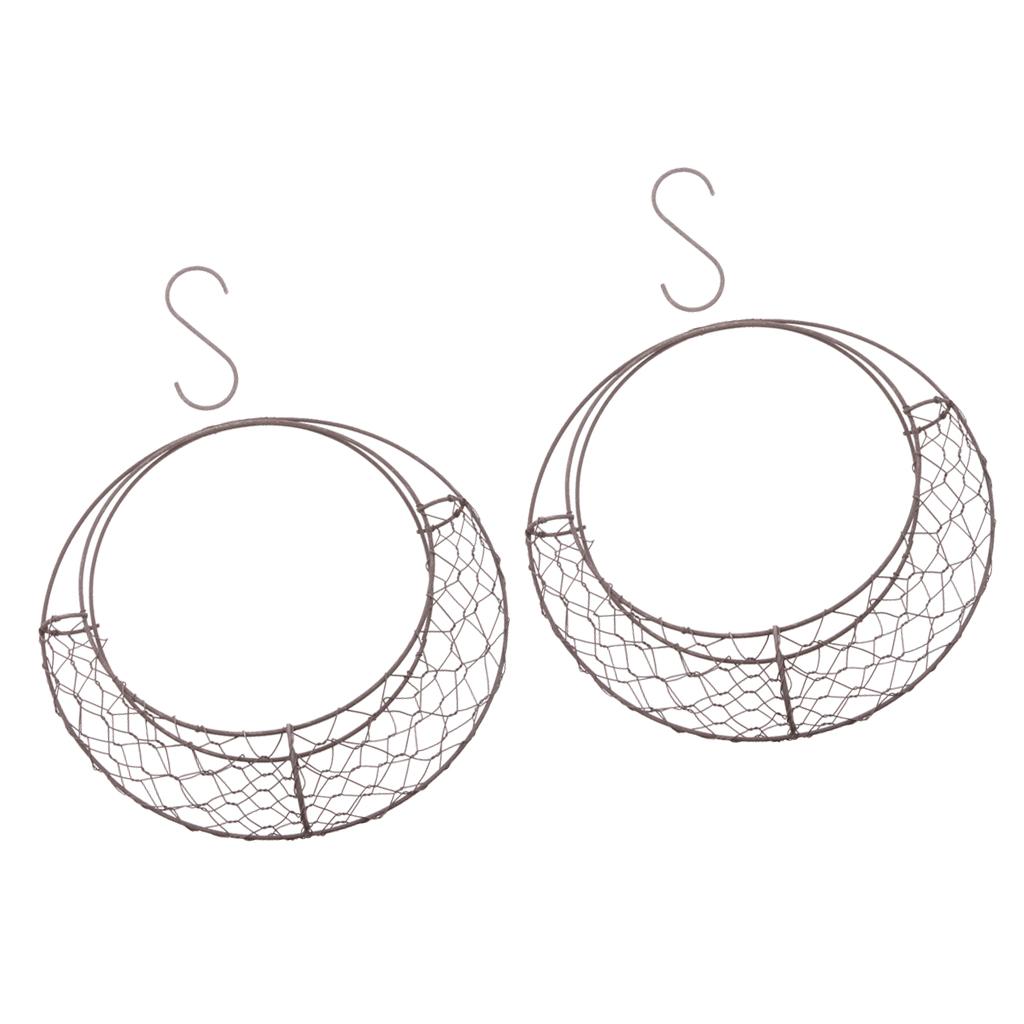 2Piece 28cm Retro Iron Moon Shape Succulent Pot Hanging Planter Plant Holder
