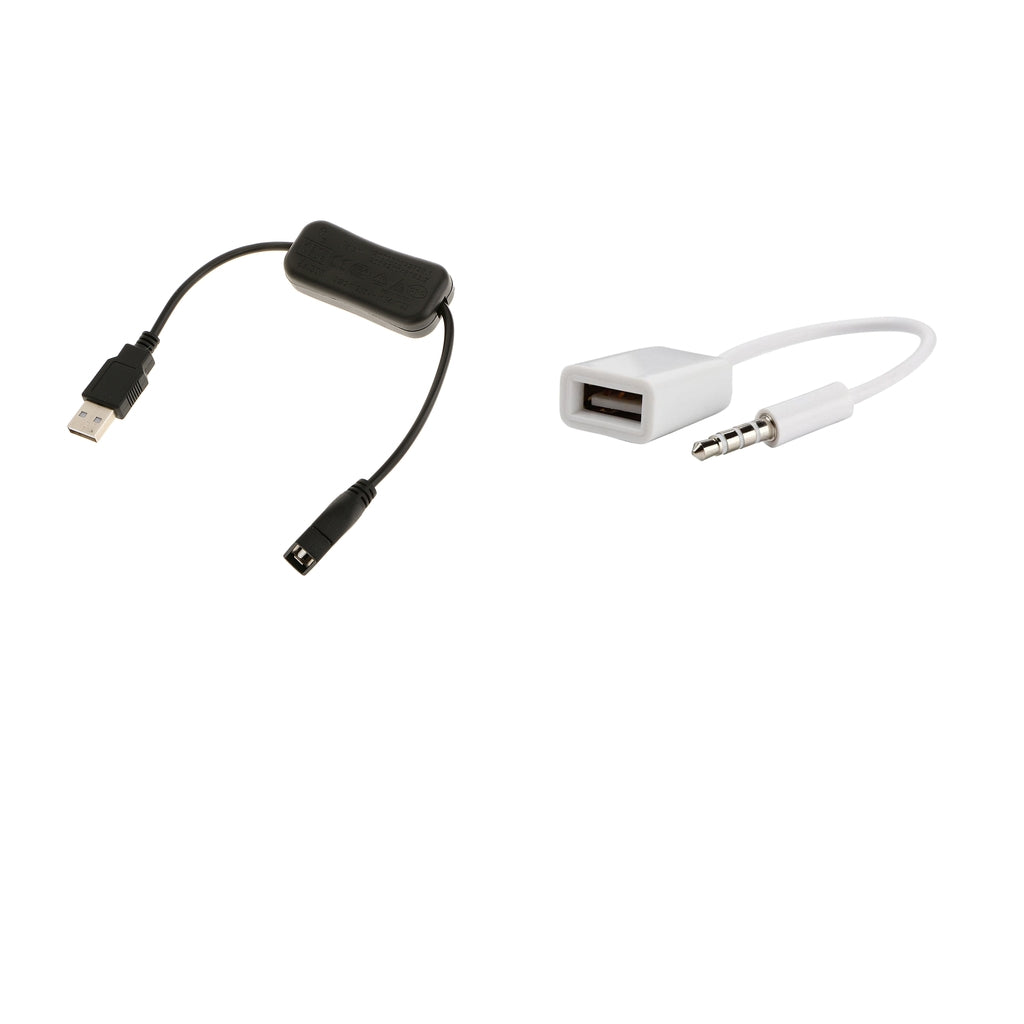 3.5mm Male Plug Jack to USB Female Cable+USB A Male to Female Switch On/Off