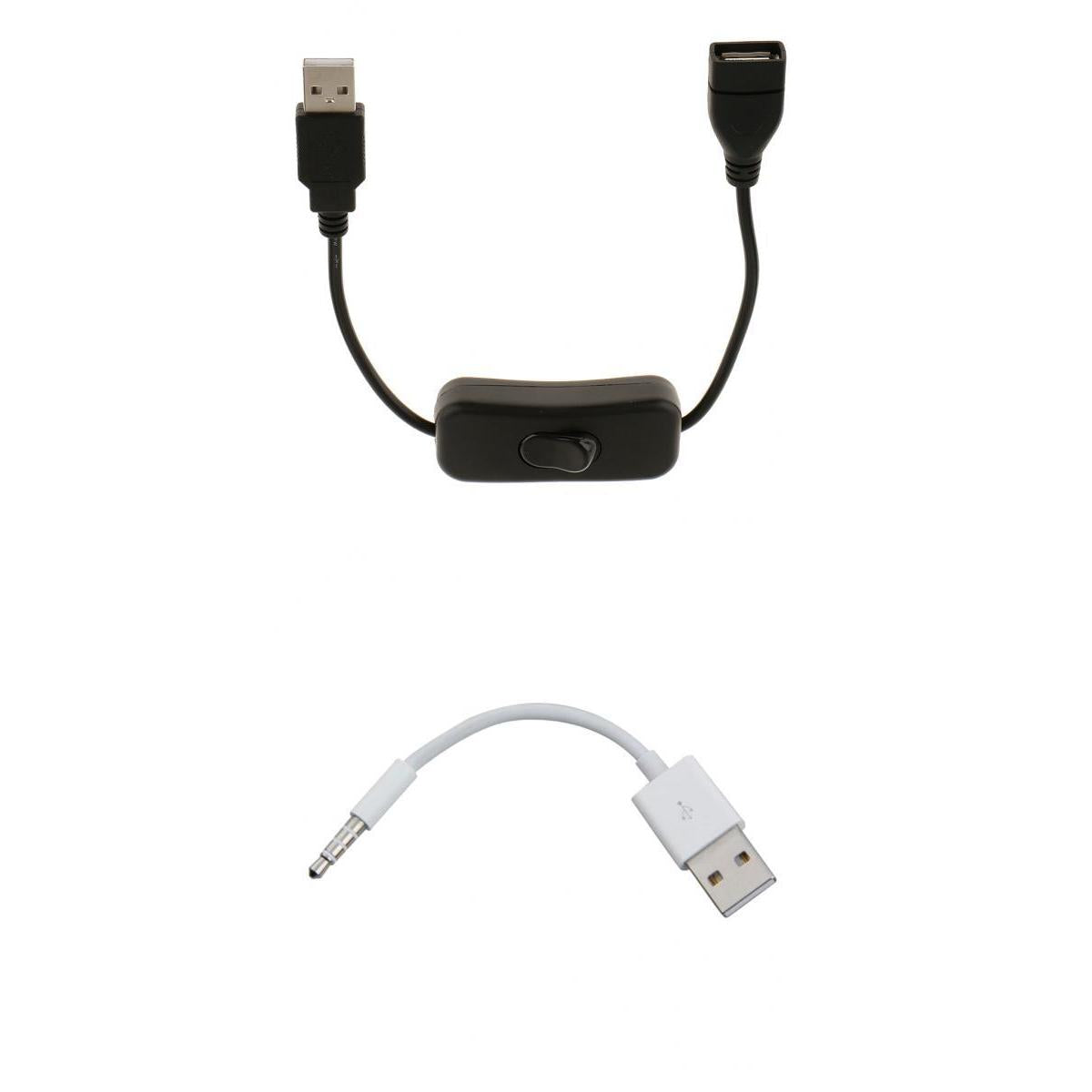 3.5mm Male Plug Jack to USB Male Cable+USB A Male to Female Switch On/Off