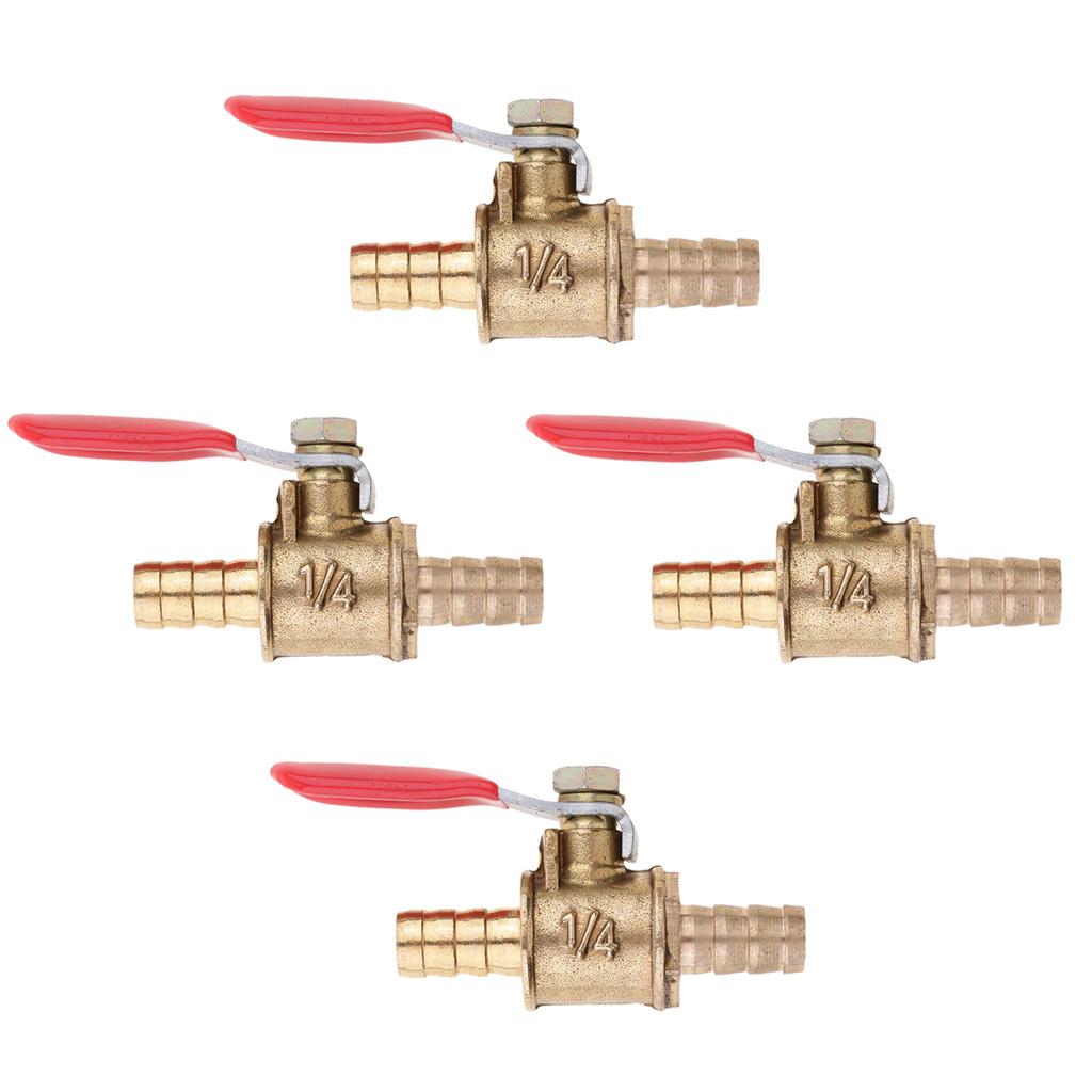 4Pcs Brass Ball Valve Shut-Off Drain Cock Air Fluid Full Port Red Handle