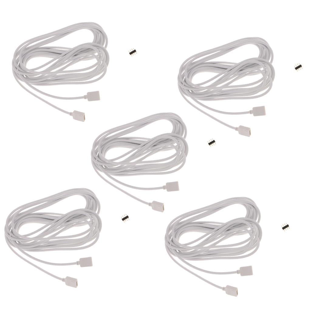 5pcs 5050 3528 RGB LED Strip Light Extension Cable Connector Line 4 Pin 5m