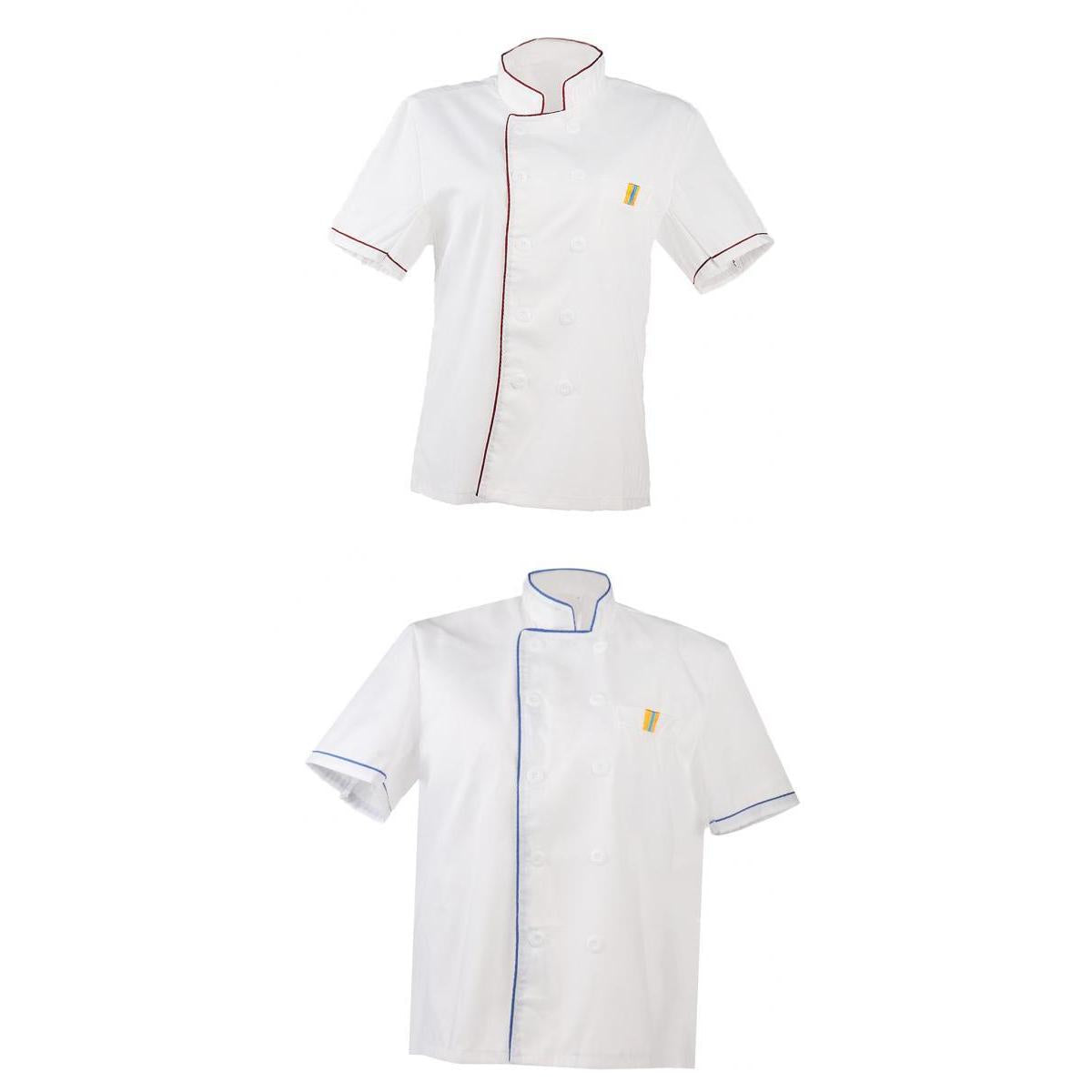 2/pack Unisex Chef Jacket Coat Short Sleeve Kitchen Uniform Double Breasted