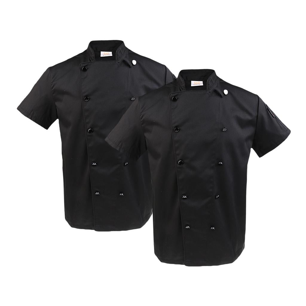 2/pack Unisex Adults Chef Coat Jacket Uniform Double Breasted Short Sleeve