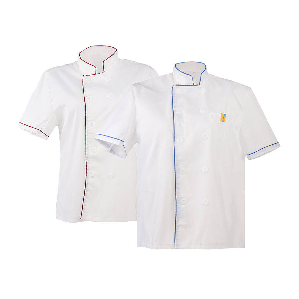 2/pack Unisex White Chef Jacket Coat Short Sleeve Kitchen Uniform
