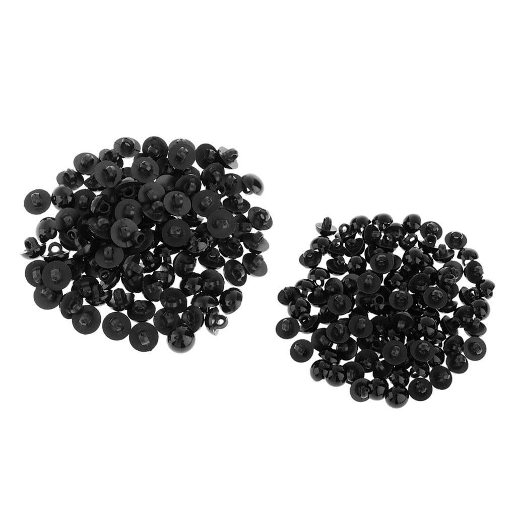 200 Pieces Black Mushroom Button Domed Sewing Animal Eyes Doll DIY 10mm 12mm