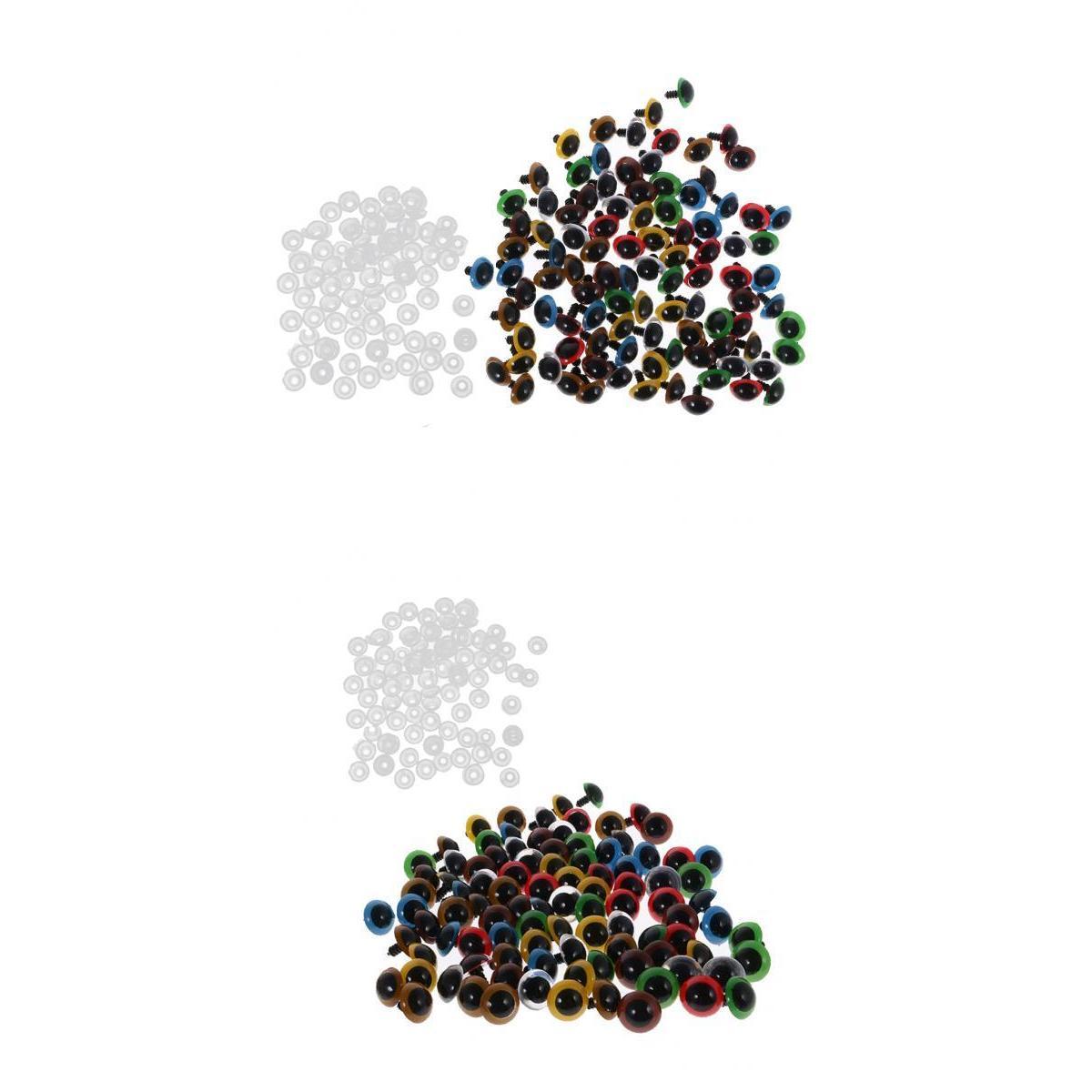 200 Pieces Mixed Color Plastic Safety Eyes for Doll DIY Making 8mm 10mm