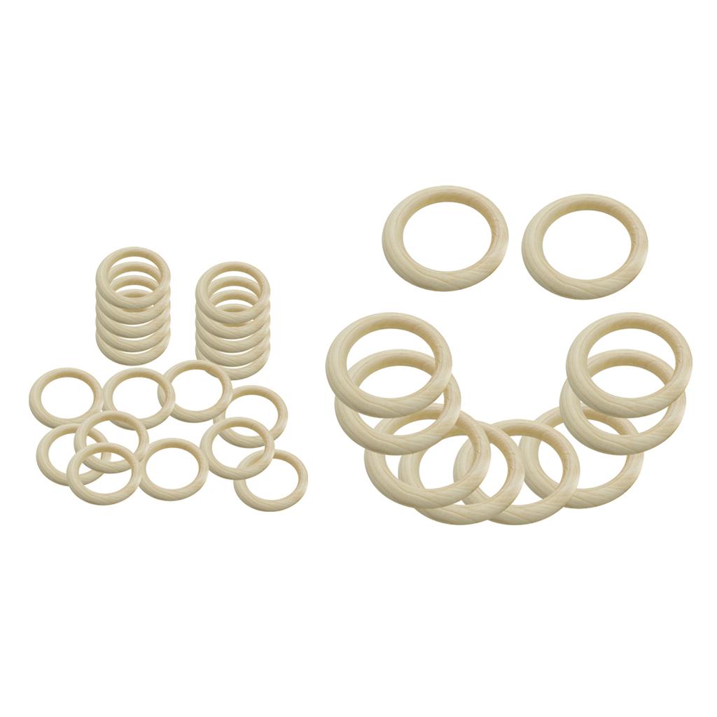 30Pcs DIY Baby Wooden Teething Rings Necklace Bracelet DIY Crafts