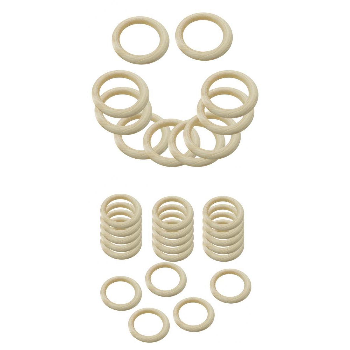 30Pcs DIY Baby Wooden Teething Rings Necklace Bracelet DIY Crafts