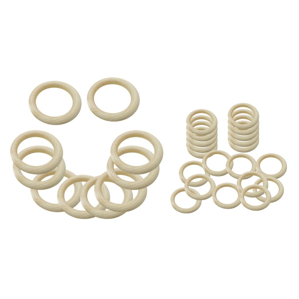 30Pcs DIY Baby Wooden Teething Rings Necklace Bracelet DIY Crafts