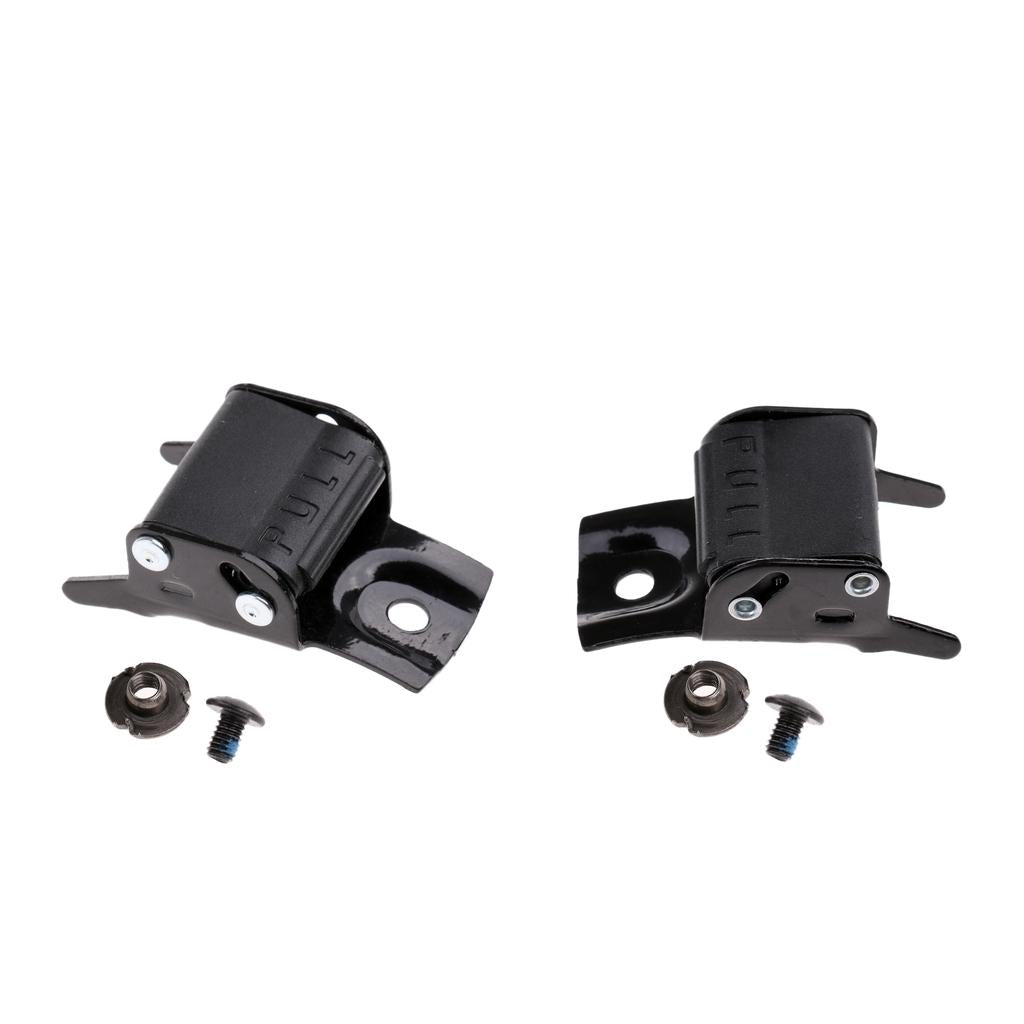 2pcs Black Metal Roller Skates Strap Buckle Replacement with Screws and Nuts