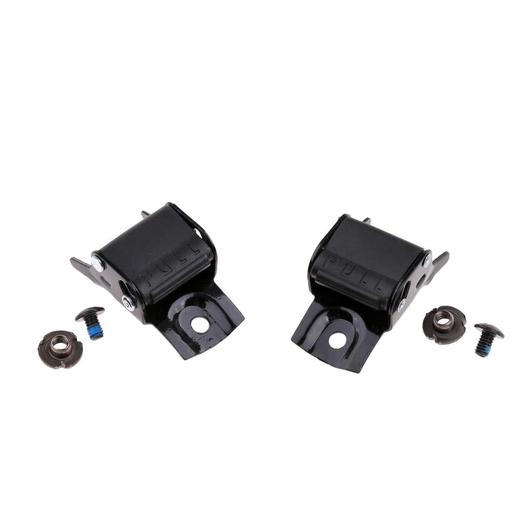 2pcs Black Metal Roller Skates Strap Buckle Replacement with Screws and Nuts