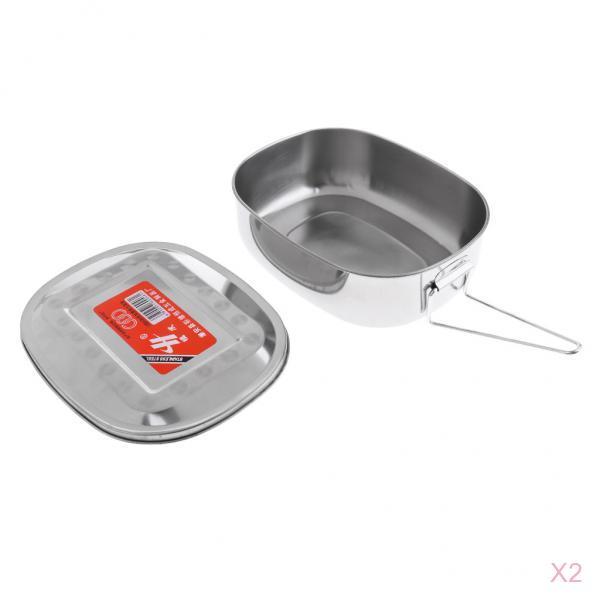 2 pieces Stainless Steel Student Bento Lunch Box Dinner Food Container Small