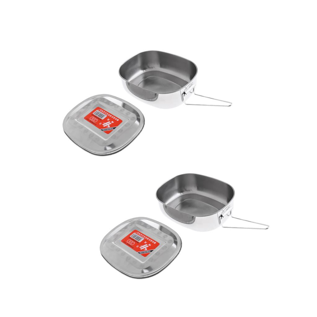 2 pieces Stainless Steel Student Bento Lunch Box Dinner Food Container Small