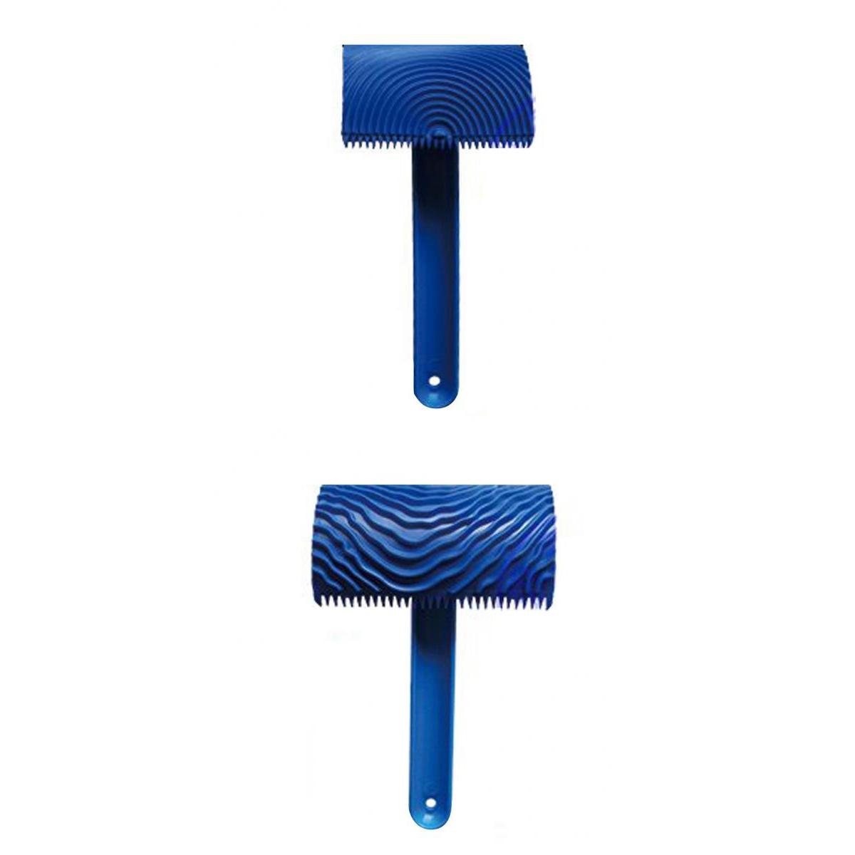 2pcs Wood Graining Pattern Rubber Painting Tool with Handle Wall Decor Blue