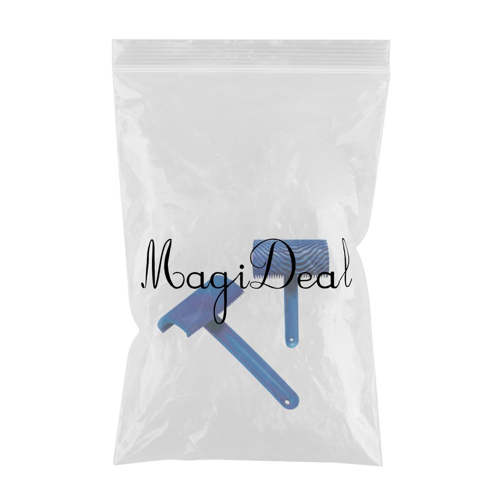 2pcs Wood Graining Pattern Rubber Painting Tool with Handle Wall Decor Blue
