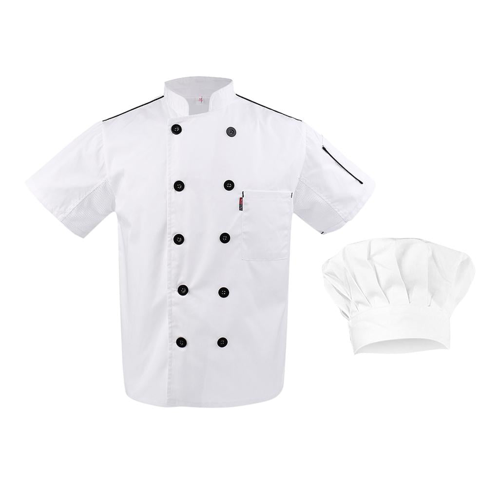 Chef Coat Waiter Uniforms L Cook Adjustable Kitchen Baker Chef Cap Hat White