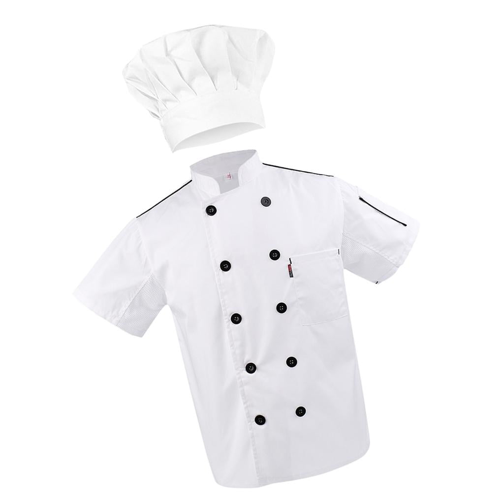 Chef Coat Waiter Uniforms L Cook Adjustable Kitchen Baker Chef Cap Hat White