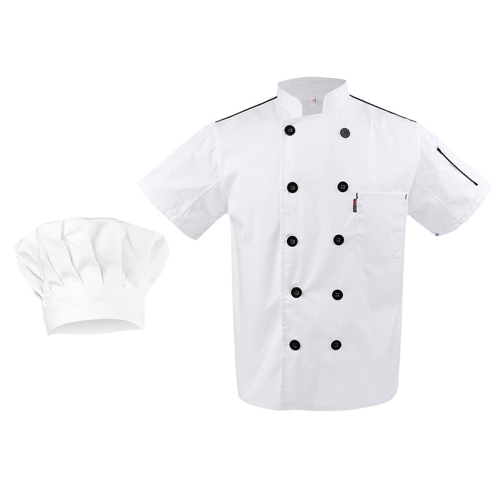 Chef Coat Waiter Uniforms L Cook Adjustable Kitchen Baker Chef Cap Hat White
