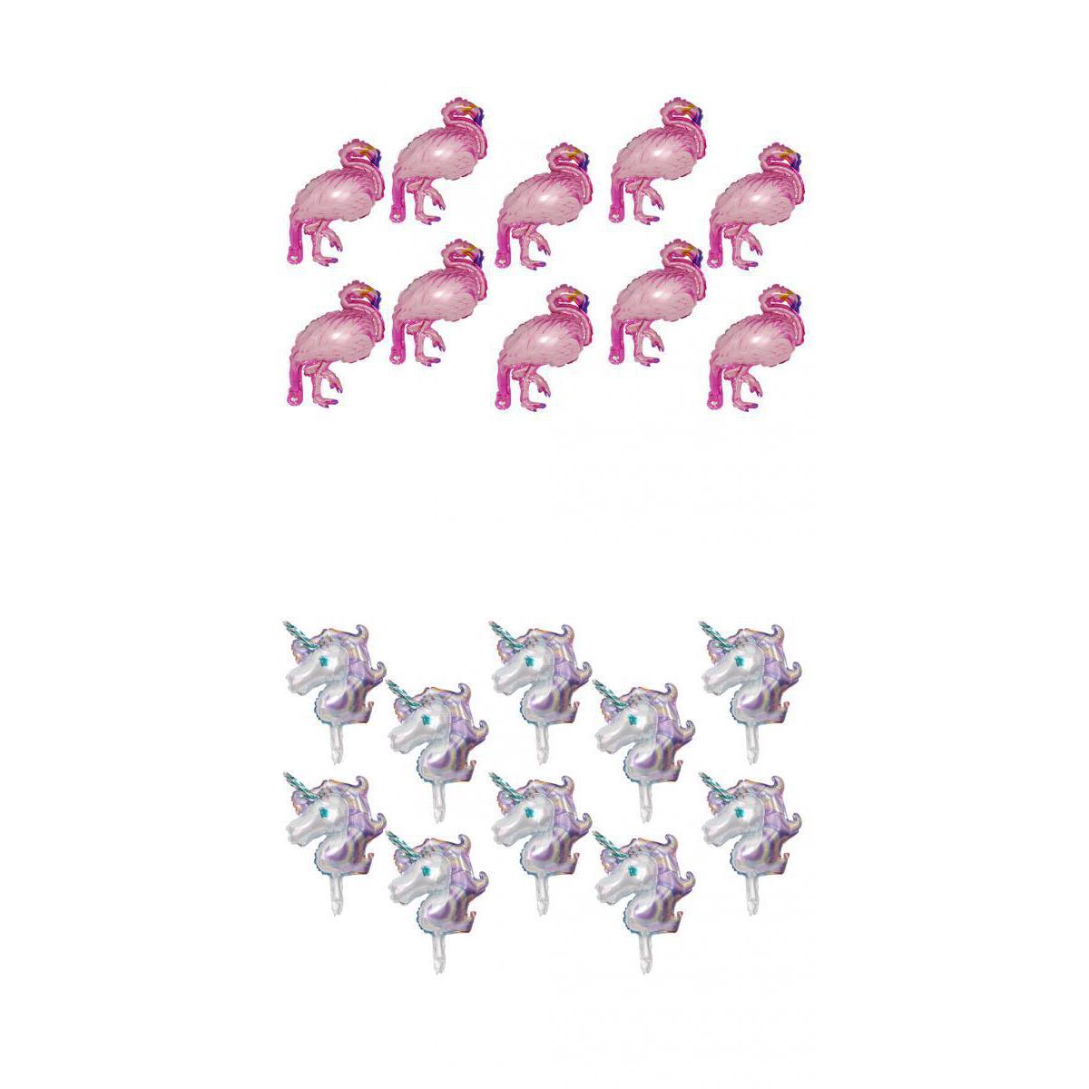 20pcs Set Tropical Mini Unicorn Flamingo Foil Balloons Kids Party Decoration