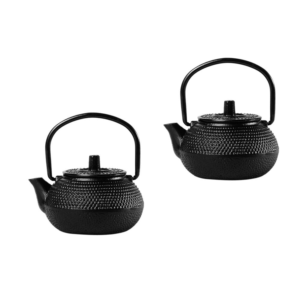 2 pieces Japanese Style Cast Iron Kettle Tetsubin Teapot Mini Tea Pot 50ml