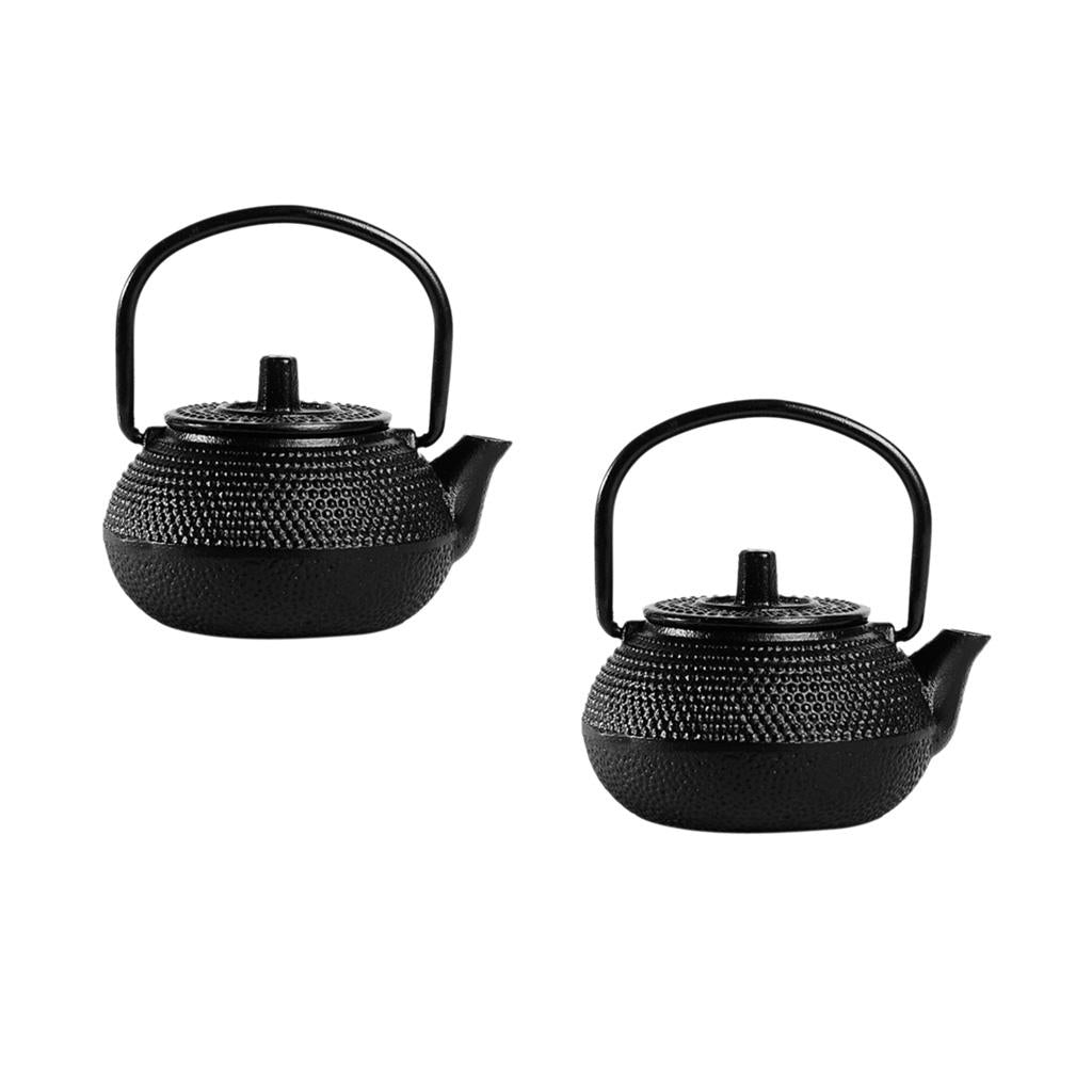 2 pieces Japanese Style Cast Iron Kettle Tetsubin Teapot Mini Tea Pot 50ml