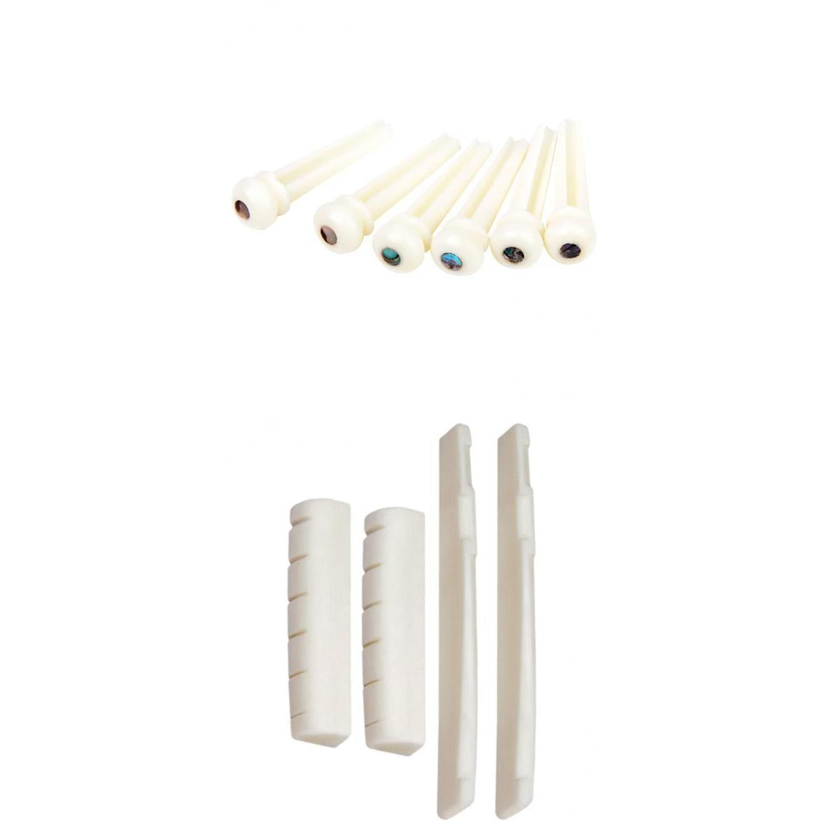Bridge Slotted Saddles Nuts + Bridge Endpin for 6 Strings Acoustic Guitar