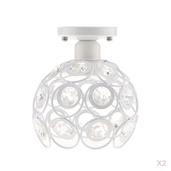 2Pcs Iron Crystal Ceiling Light Cover Chandelier Pendant Lampshade White