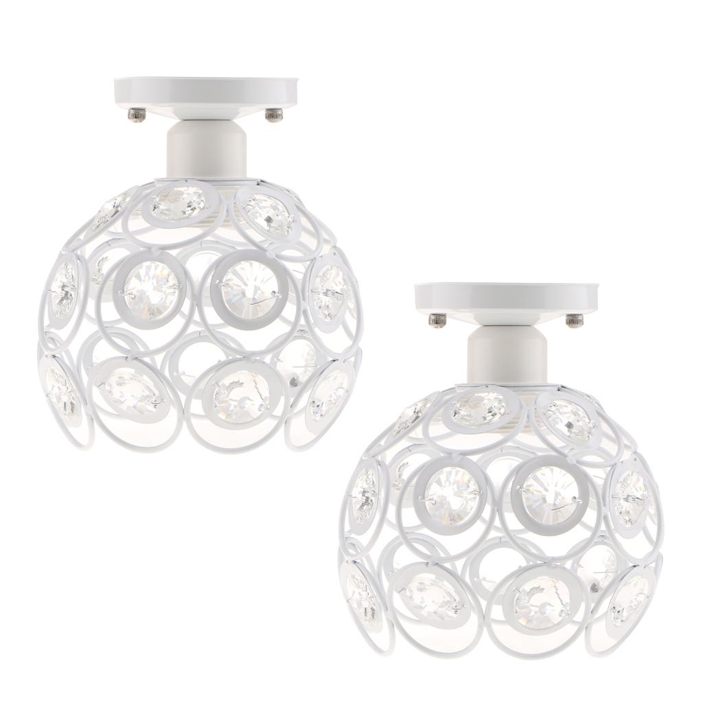 2Pcs Iron Crystal Ceiling Light Cover Chandelier Pendant Lampshade White