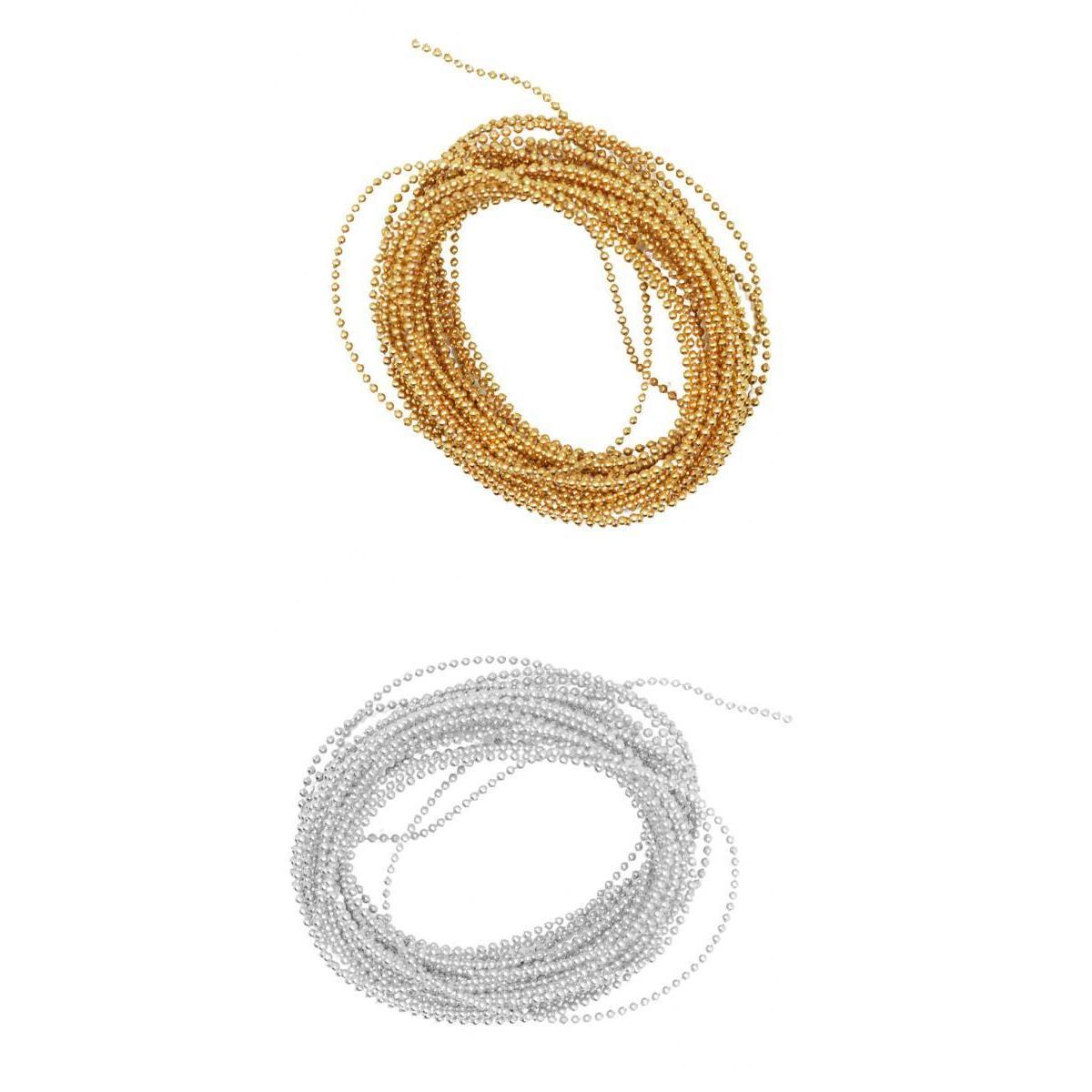2pcs 5 Meter Plastic Beads Beaded Ribbon Trim String for Wedding Decor 1.5mm