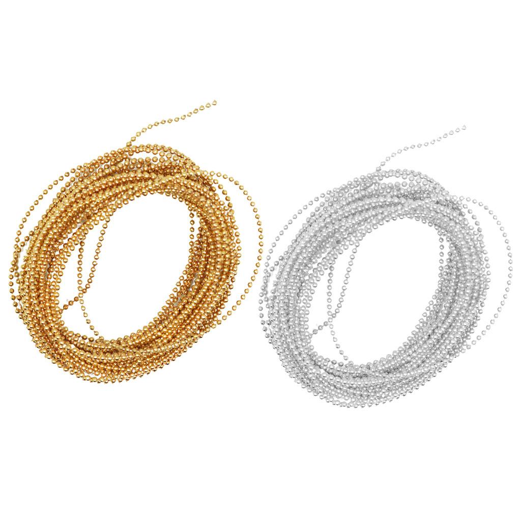 2pcs 5 Meter Plastic Beads Beaded Ribbon Trim String for Wedding Decor 1.5mm