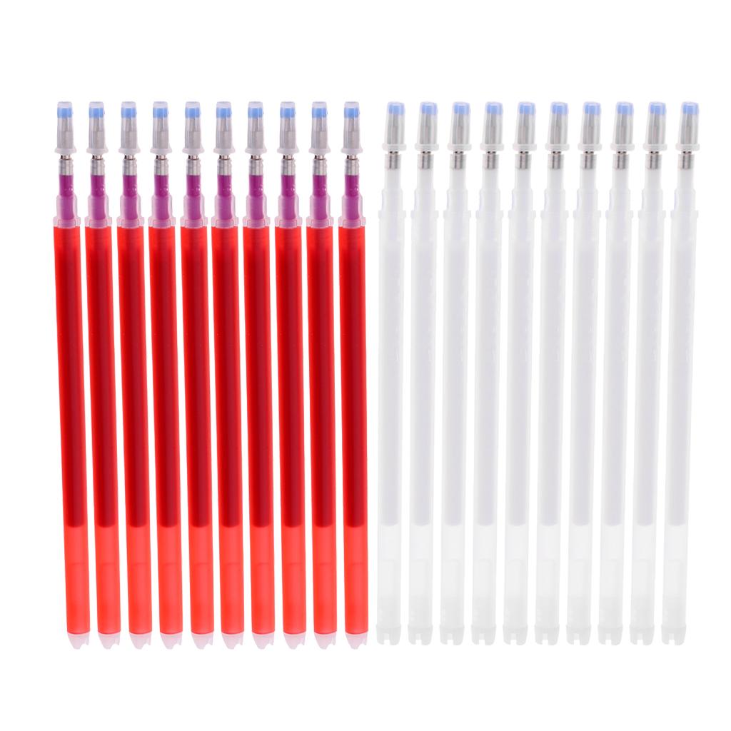 20pcs High Temperature Disappearing Refill Pen Heat Erase Pens Red/White