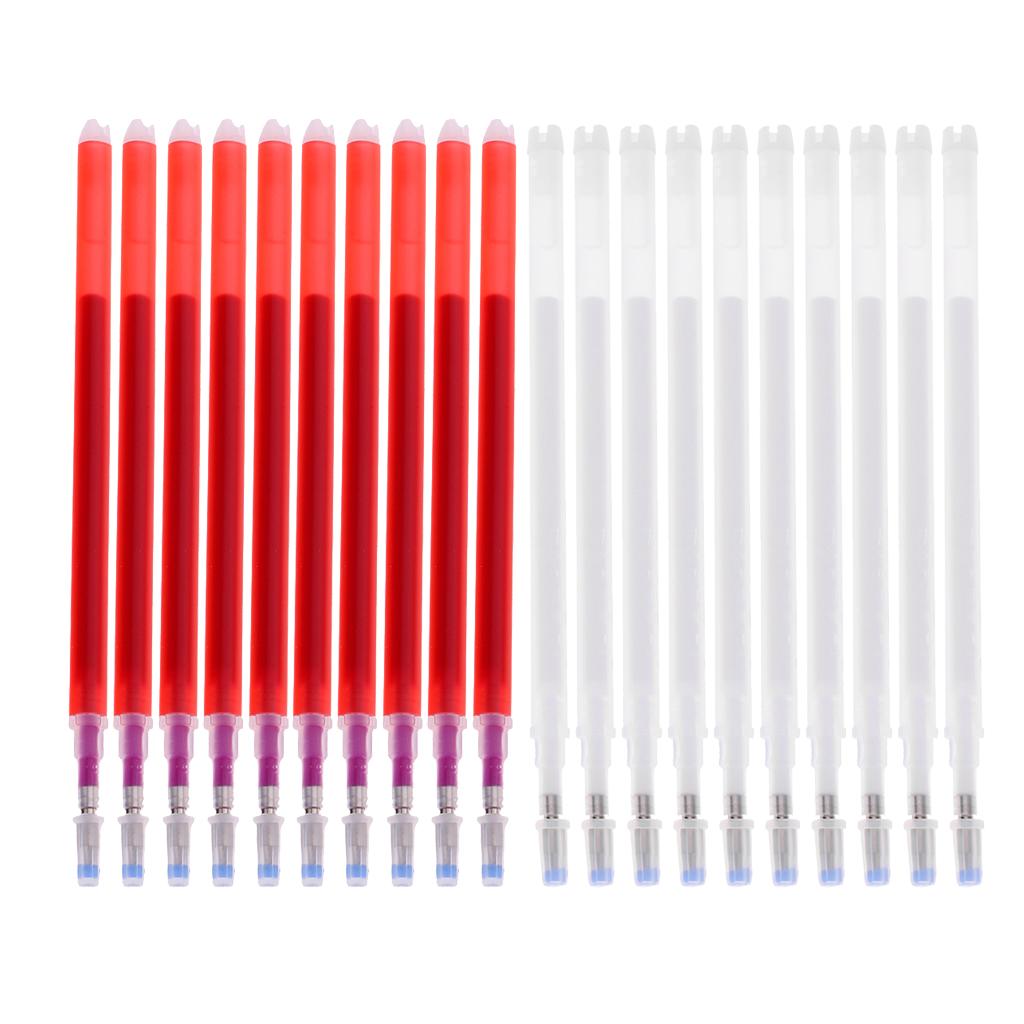 20pcs High Temperature Disappearing Refill Pen Heat Erase Pens Red/White