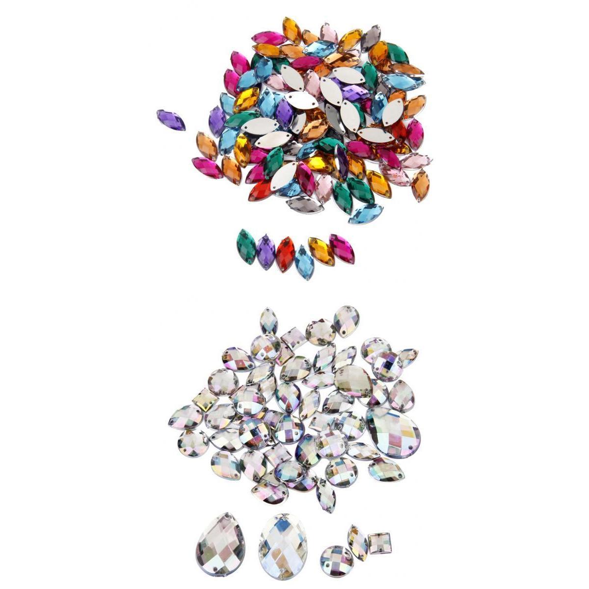 150pcs Mixed Acrylic Crystal Rhinestone Flatback Buttons DIY Embellishments