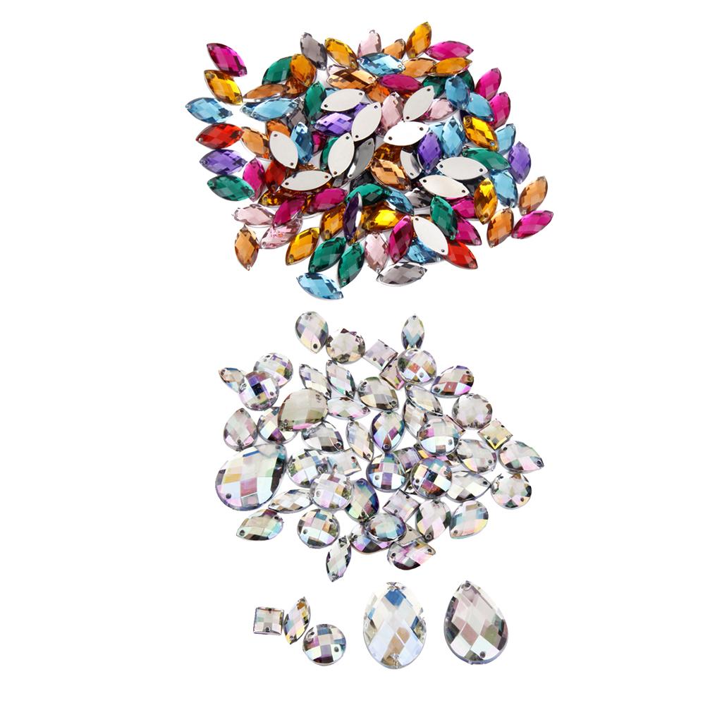 150pcs Mixed Acrylic Crystal Rhinestone Flatback Buttons DIY Embellishments