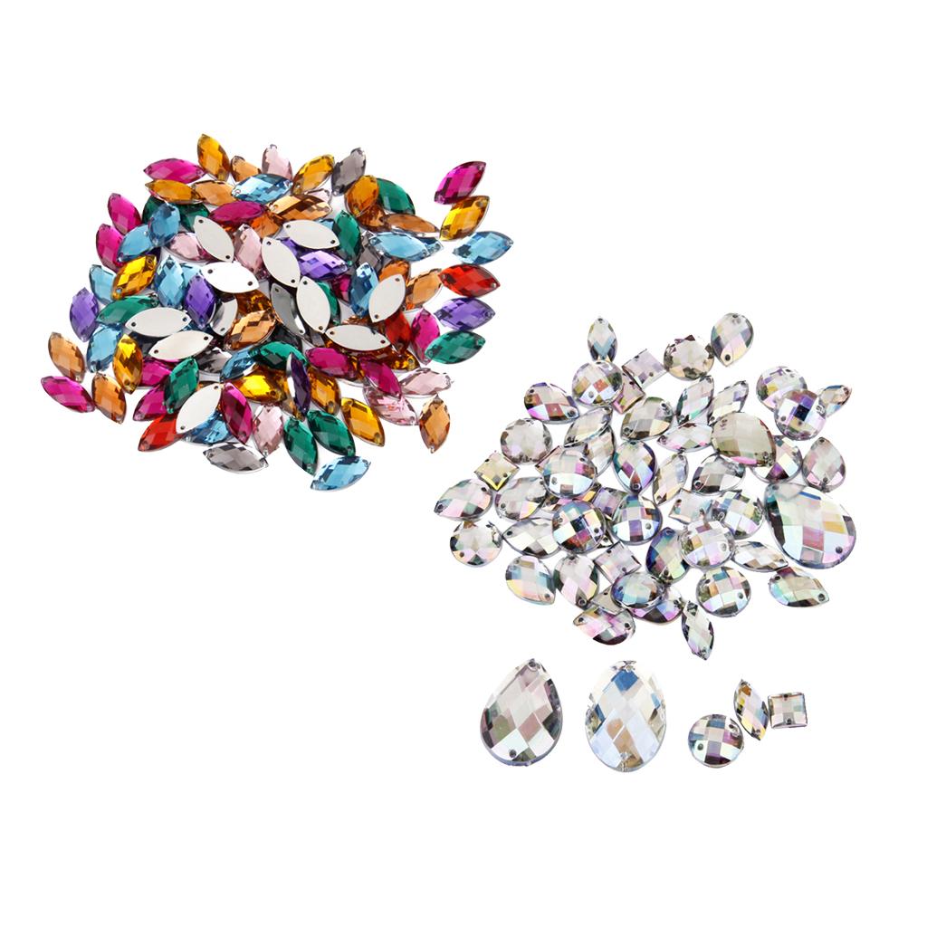 150pcs Mixed Acrylic Crystal Rhinestone Flatback Buttons DIY Embellishments