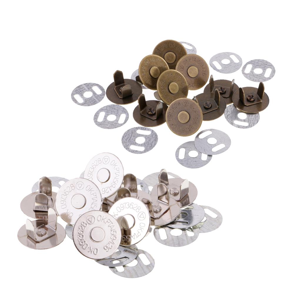 20 Sets Magnetic Clasp Snaps Magnet Button Sewing Craft 14mm Sliver/Bronze