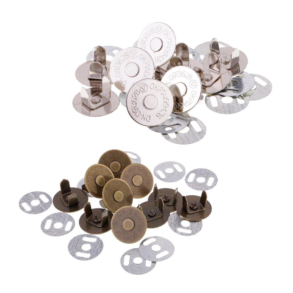20 Sets Magnetic Clasp Snaps Magnet Button Sewing Craft 14mm Sliver/Bronze