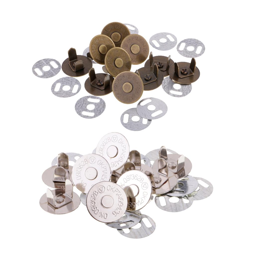 20 Sets Magnetic Clasp Snaps Magnet Button Sewing Craft 14mm Sliver/Bronze